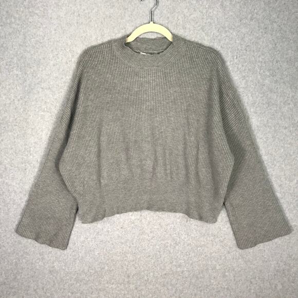 Sincerely, Jules Sweaters - Sincerely Jules Sweater Womens Medium Gray Ribbed Crop Cozy Comfy Lounge Preppy